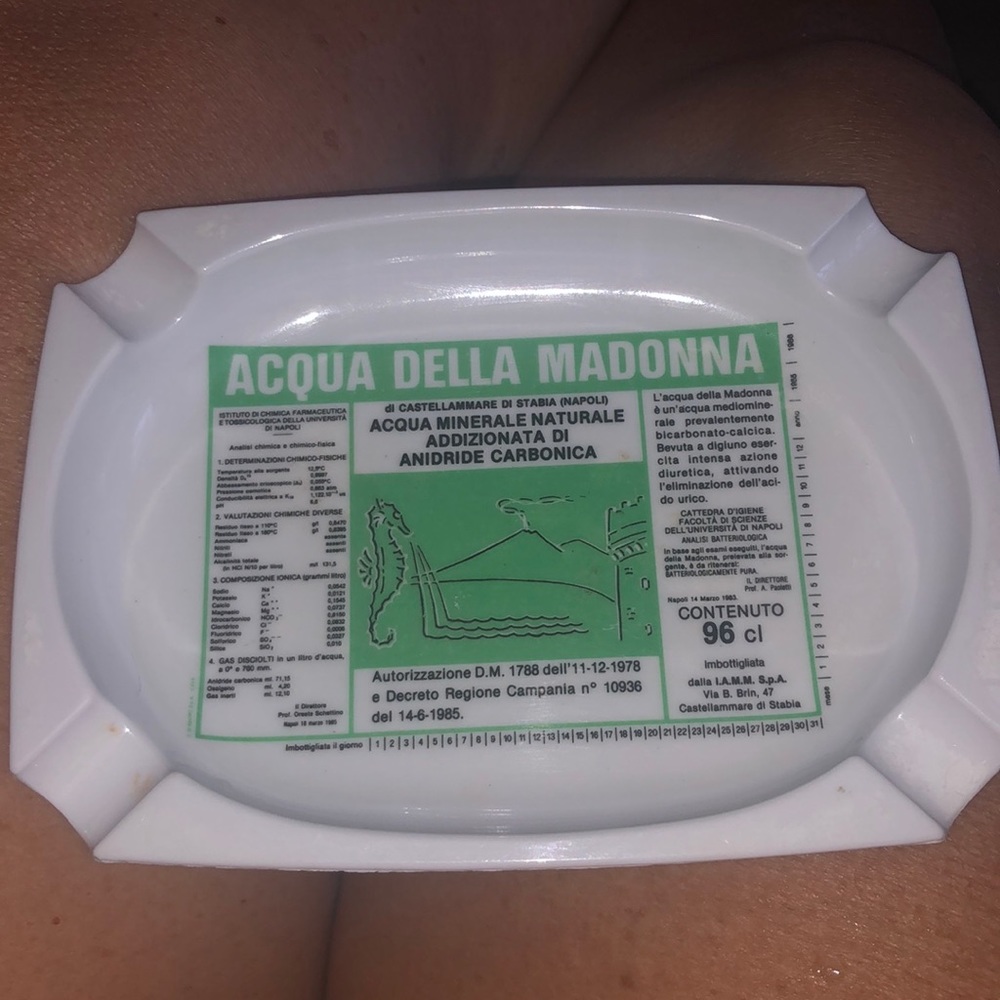 Acqua Della Madonna ashtray 1980s great condition